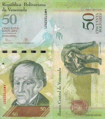 Venezuela 50 Bolivares 2015 P 92k UNC