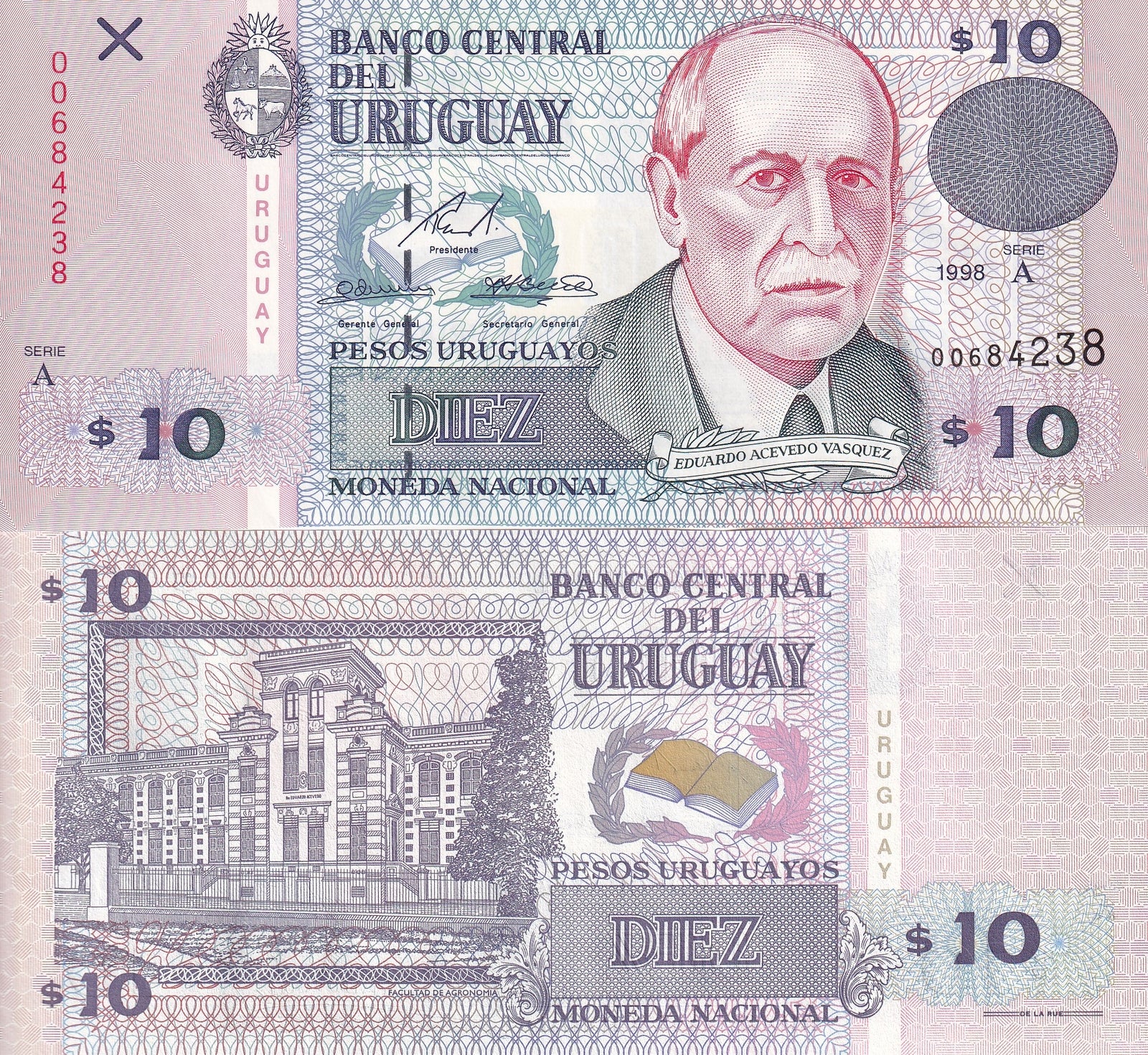 Uruguay 10 Pesos Uruguayos 1998 P 81 UNC