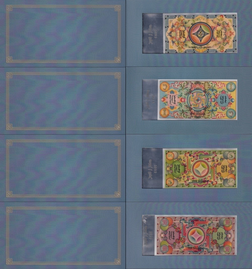 Mongolia 1 5 10 25 Dollars 2023 2024 Silver Note UNC Set 4 pcs COMM. With Folder