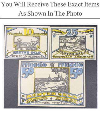 Germany Notgeld ARENDSEE 10 25 50 Pfennig 1922 Full Set 3 pcs