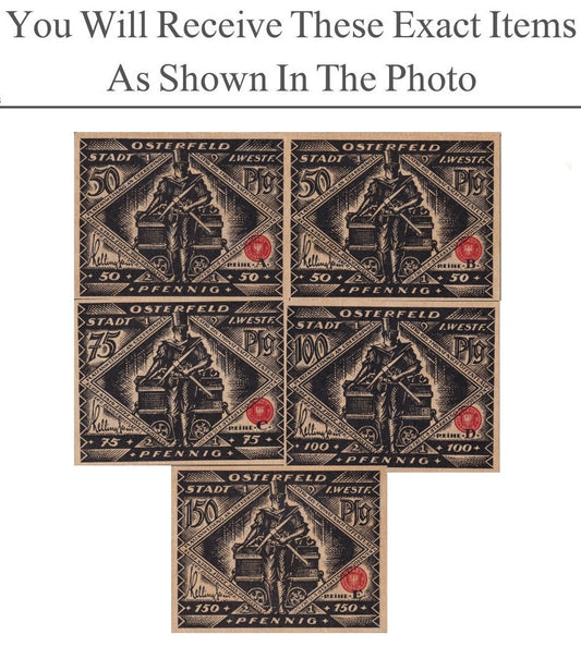 Germany Notgeld Stadt OSTERFELD 50 75 100 150 Pfennig 1921 Set 5 pcs
