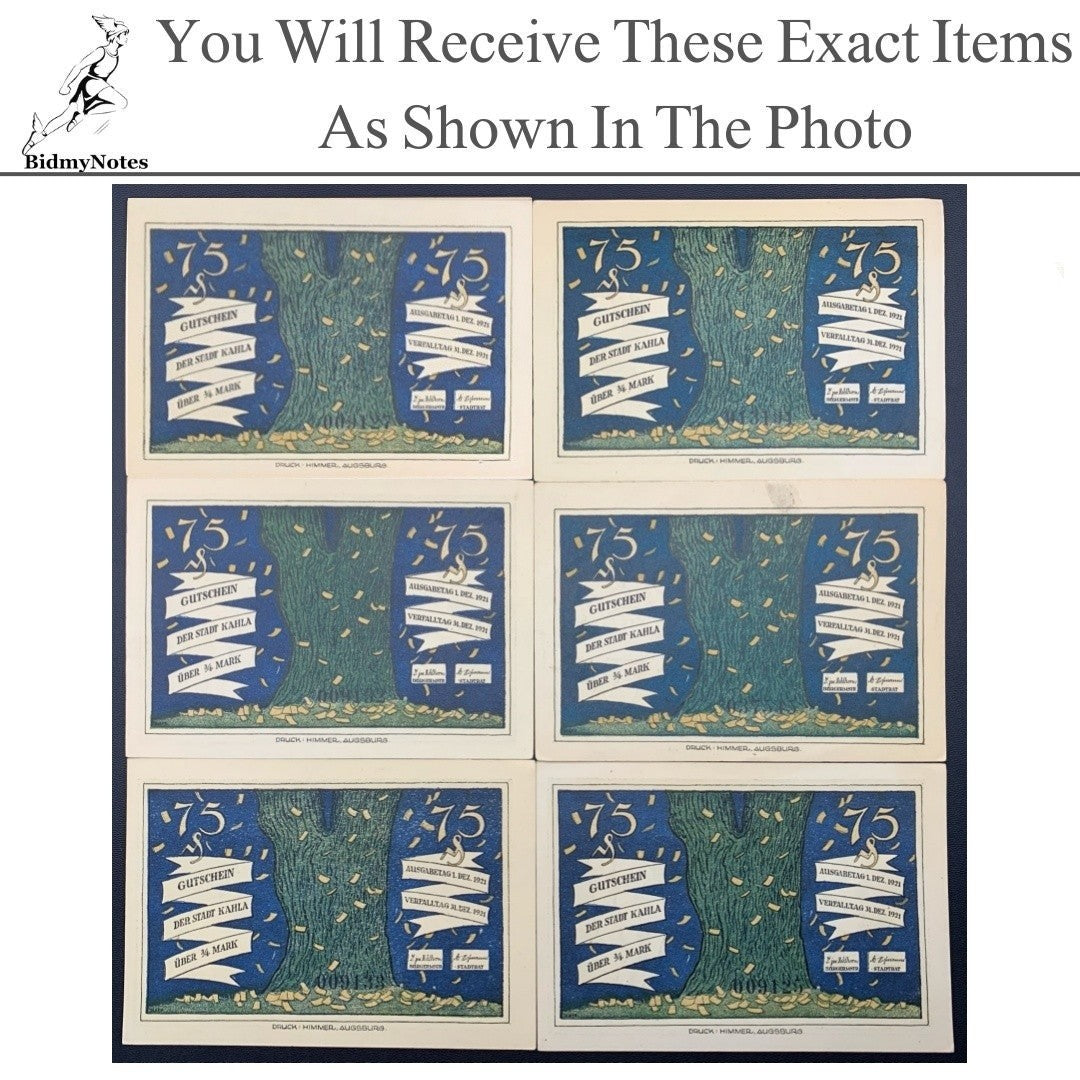 Germany Notgeld KAHLA 75 Pfennig 1921 Set 6 pcs