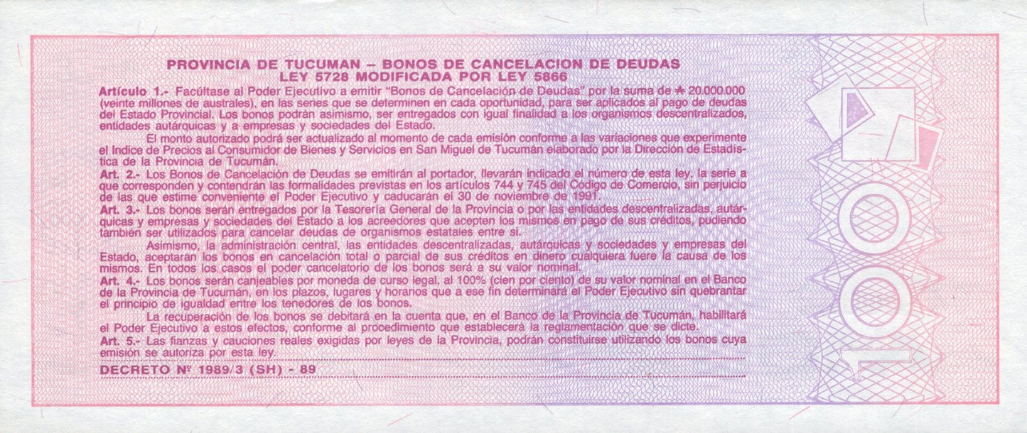 Argentina 100 Australes 1991 P S2715(1) UNC