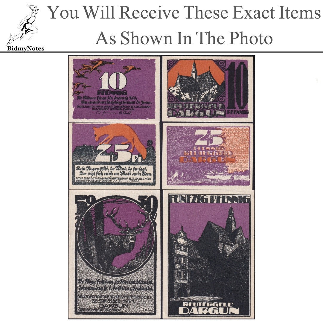 Germany Notgeld DARGUN 10 25 50 Pfennig 1921 Set 3 pcs