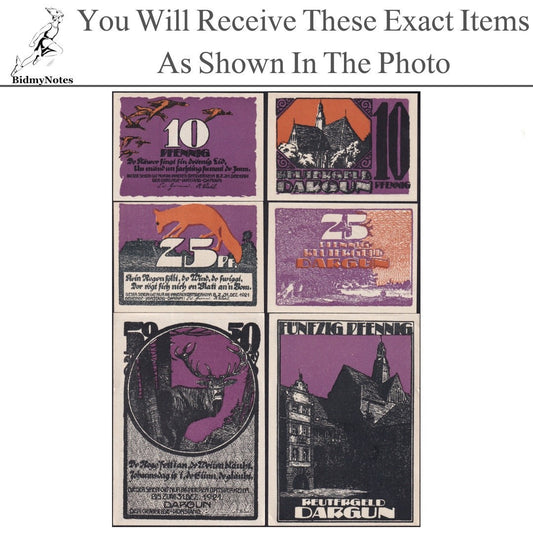 Germany Notgeld DARGUN 10 25 50 Pfennig 1921 Set 3 pcs