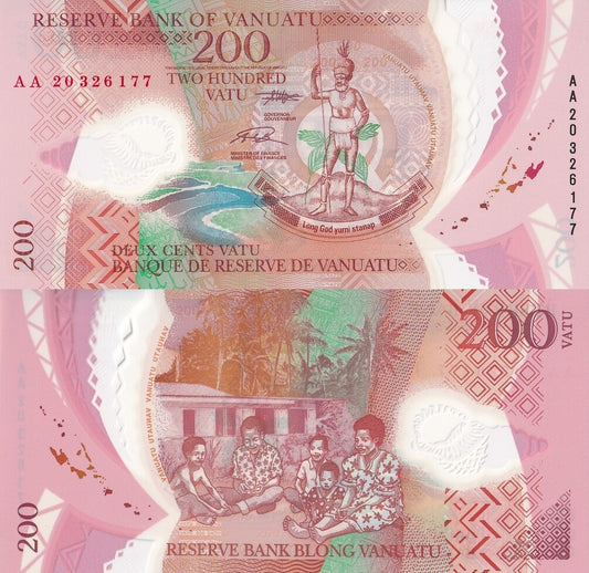 Vanuatu 200 Vatu 2020 New Date P 12b Polymer UNC AA First Prefix