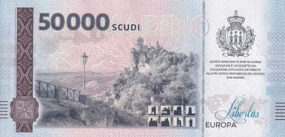 San Marino Republic 50000 Scudi Palazzo Pubblico UNC Commemorative Test Note