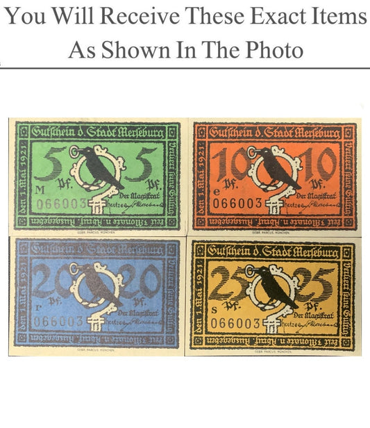 Germany Notgeld MERSEBURG 5 10 20 25 Pfennig 1921 Full Set 4 pcs