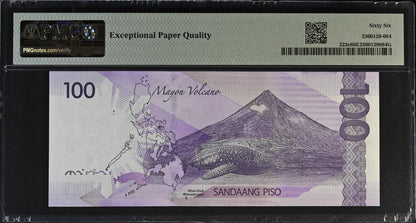 Philippines Bangko Sentral 100 Piso 2019 P 222e UNC PMG 66 EPQ SOLID 1 - 111111