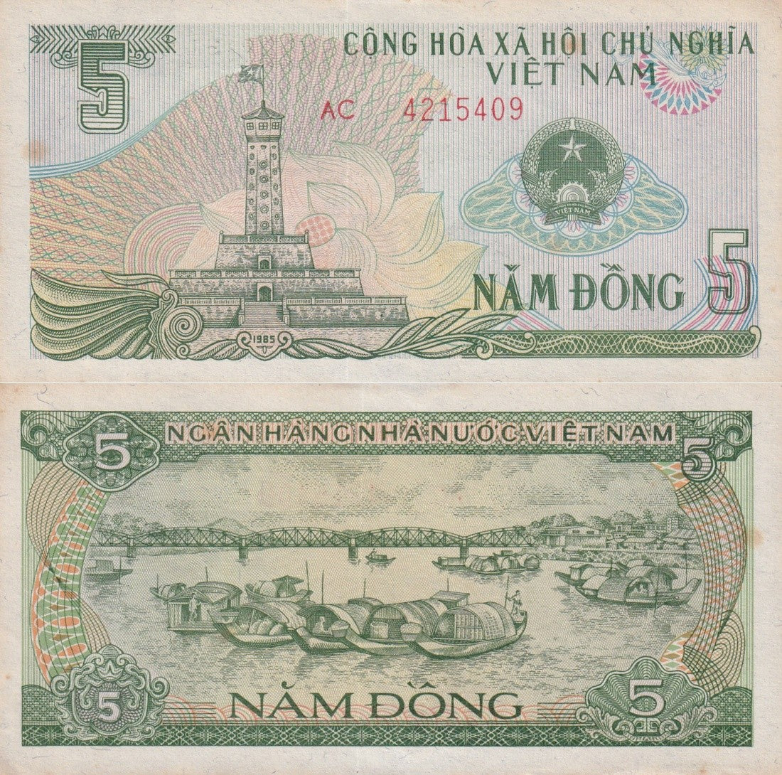 Viet Nam Vietnam 5 Dong 1985 P 92 UNC FOXING