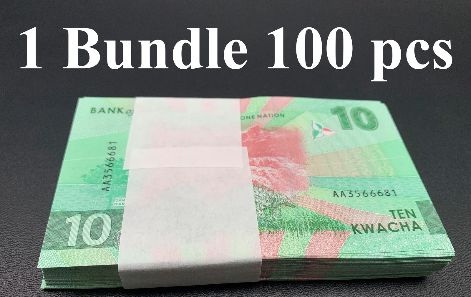 Zambia 10 Kwacha 2024 2025 P New Issue UNC AA Prefix 1 Bundle 100 pcs