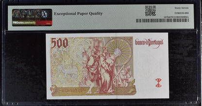 Portugal Banco de Portugal 500 Escudos 1997 P 187b UNC PMG 67 EPQ 2nd TOP POP