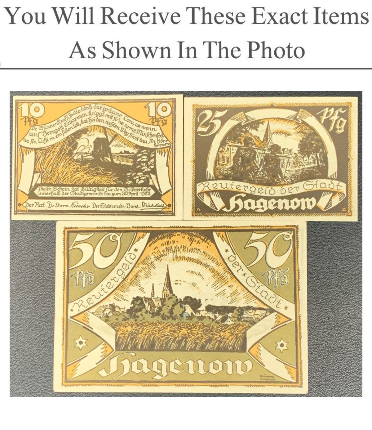 Germany Notgeld HAGENOW 10 25 50 Pfennig 1922 Full Set 3 pcs