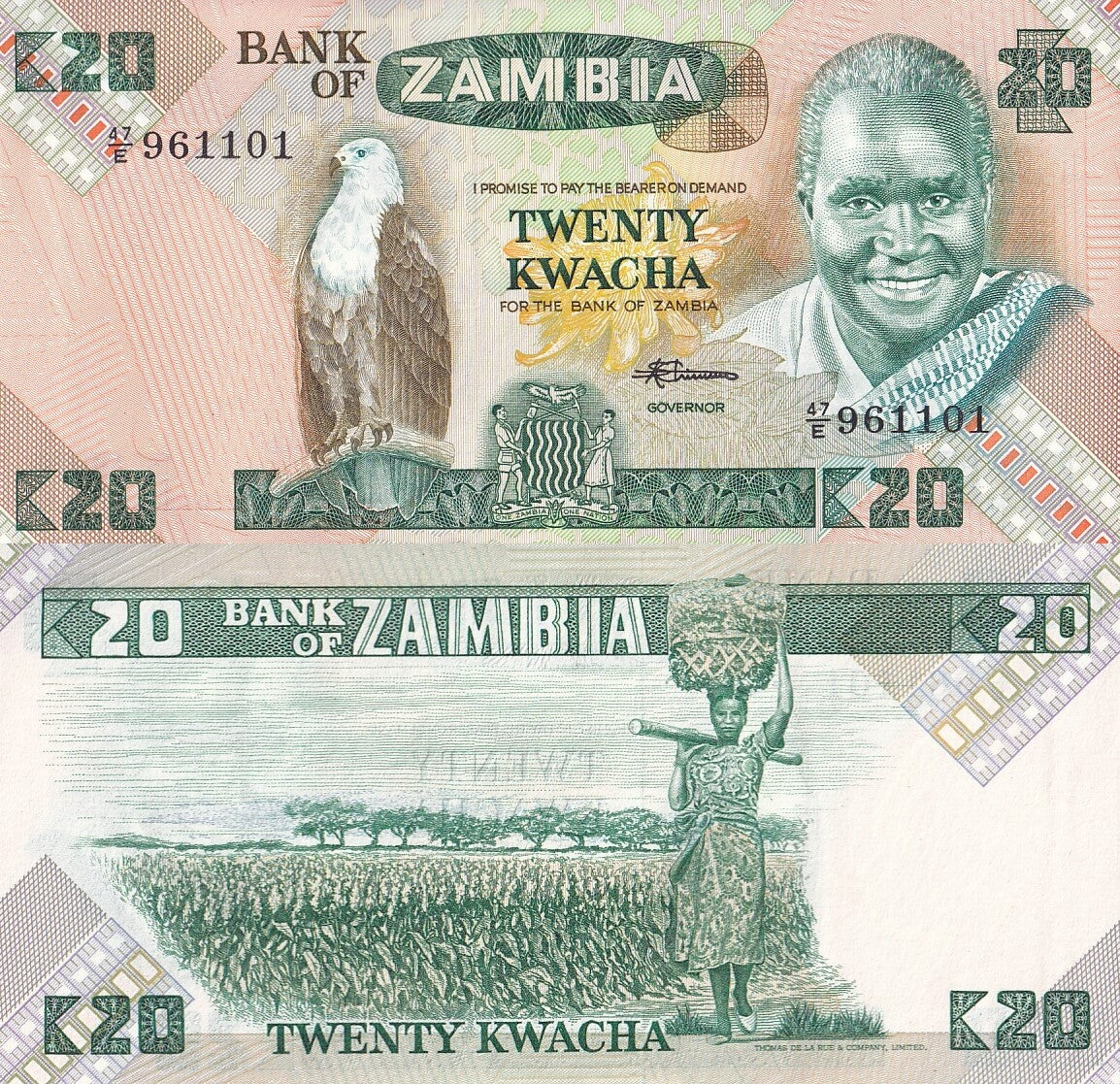 Zambia 20 Kwacha ND 1980-1988 P 27 UNC