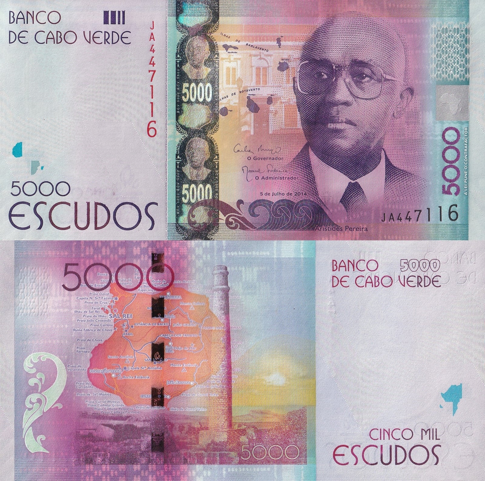 Cape Verde Cabo Verde 5000 Escudo 2014 P 75 UNC