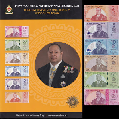 Tonga 2-100 Pa'anga 2023 P 50-55 Paper Polymer UNC Set 6 p Match LOW No. 180 W/F