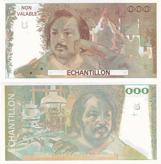 France Francs Balzac 1980 000 Units Test Note UNC