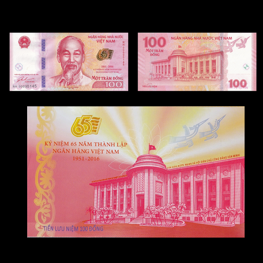 Viet Nam Vietnam 100 Dong 2016 P 125 UNC Commemorative With Folder