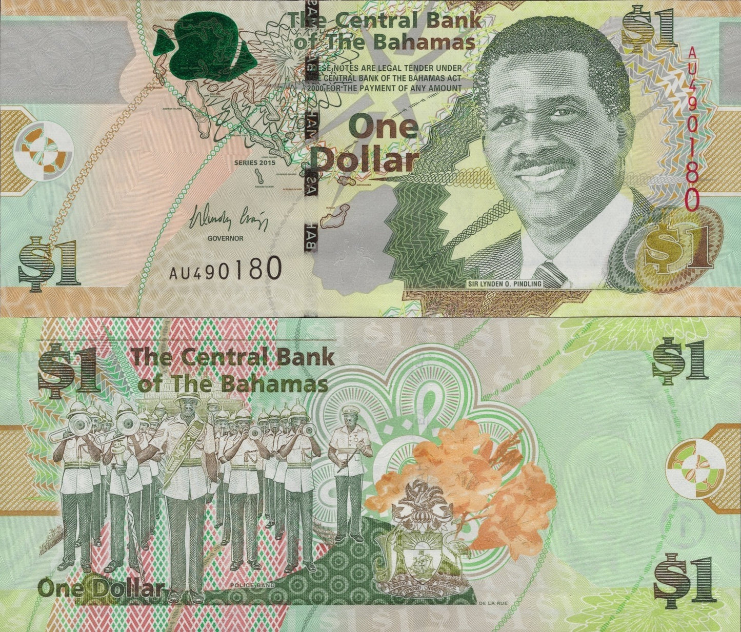 Bahamas 1 Dollar 2015 P 71A UNC