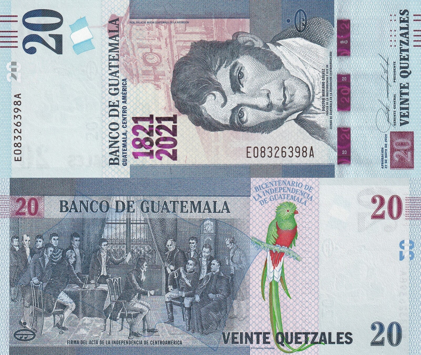 Guatemala 20 Quetzales 2020 (2021) P 128 Commemorative UNC