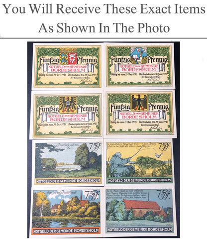 Germany Notgeld BORDESHOLM 50 75 Pfennig 1921 Full Set 8 pcs