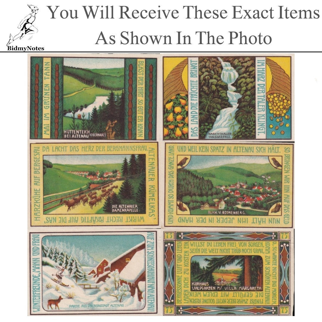 Germany Notgeld ALTENAU 75 Pfennig 1921 Set 6 pcs