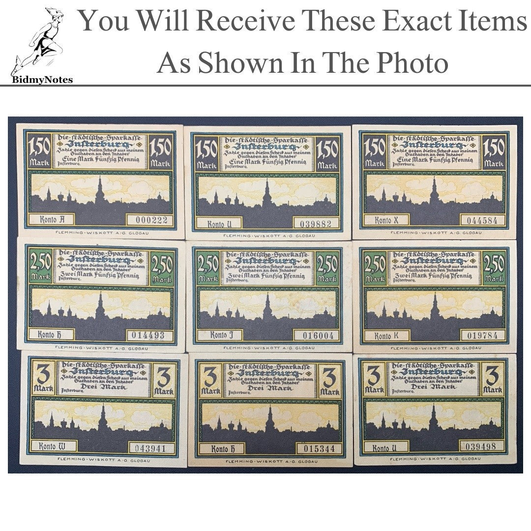 Germany Notgeld OBERHOF 1.5 2.5 3 Mark ND 1921-1923 Set 9 pcs