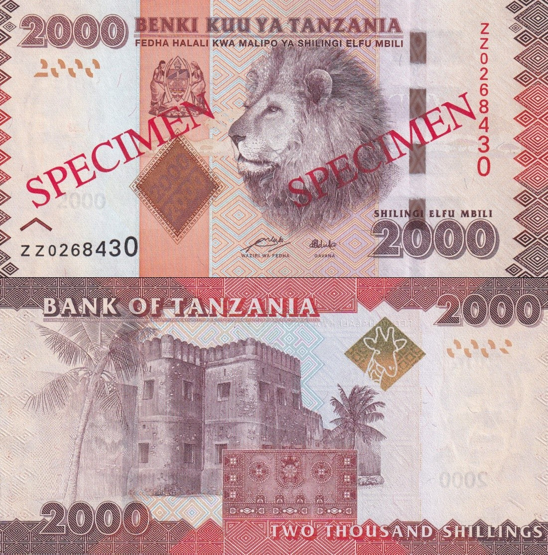 Tanzania 2000 Shilingi ND 2010-2025 P 42 UNC Specimen