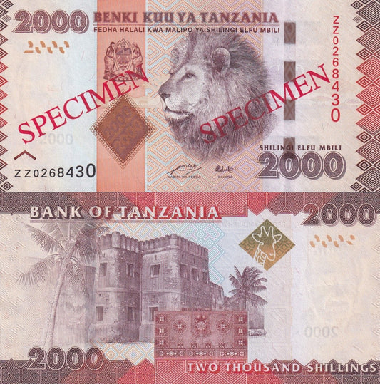 Tanzania 2000 Shilingi ND 2010-2025 P 42 UNC Specimen