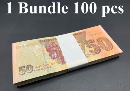 Zimbabwe 50 Dollars 2020 P 105 UNC 1 Bundle Lot 100 pcs