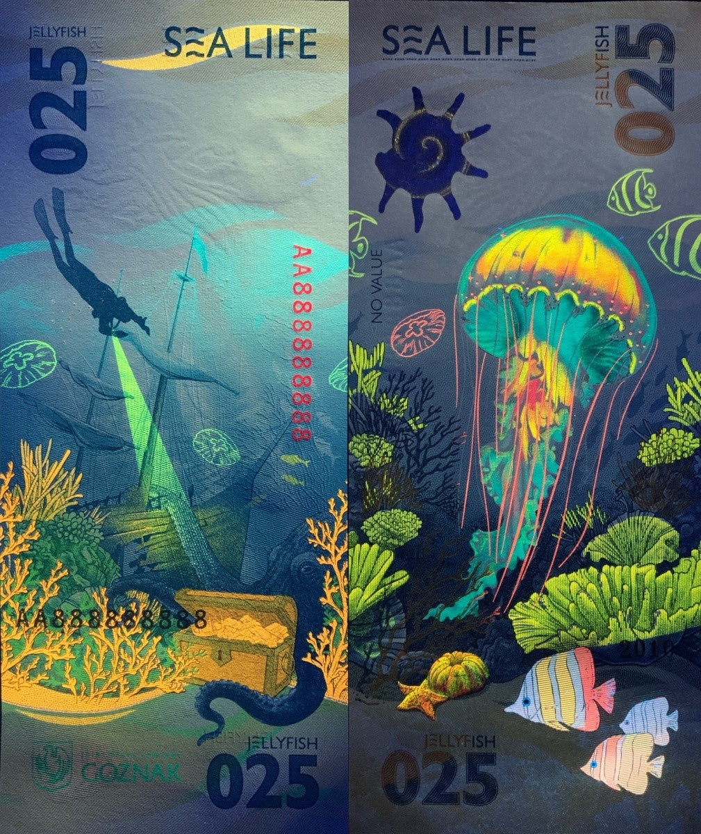 Goznak Sea Life Test Note 2025 New Jellyfish AA UNC Prefix SOLID 8 - 888888888