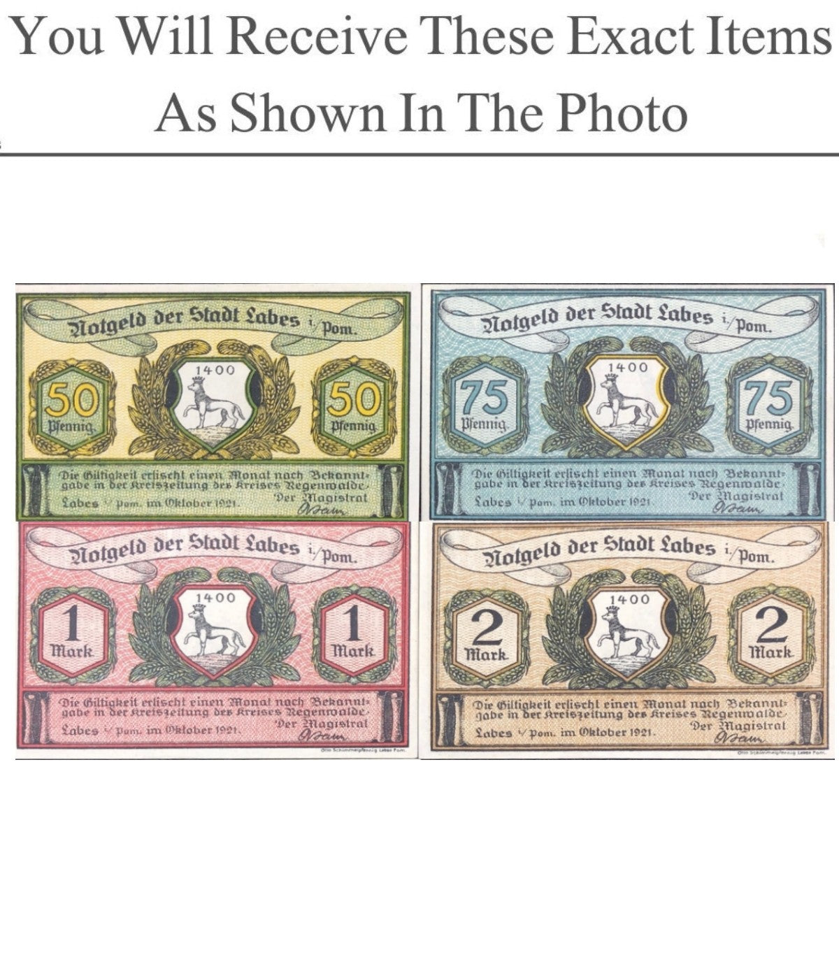 Germany Notgeld LABES 50 75 Pfennig 1 2 Mark 1921 Full Set 4 pcs