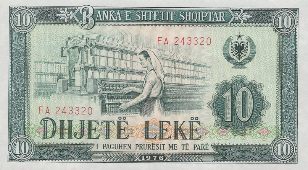Albania 10 Leke 1976 P 43 UNC