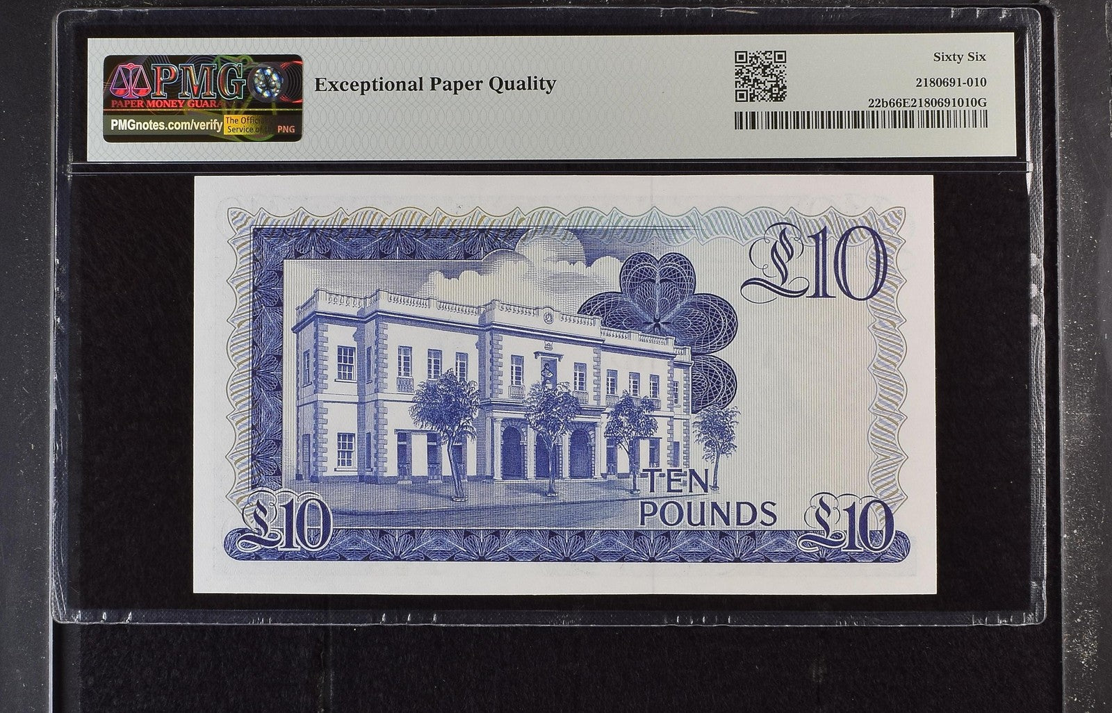 Gibraltar British Administration 10 Pounds 1986 P 22b UNC PMG 66 EPQ