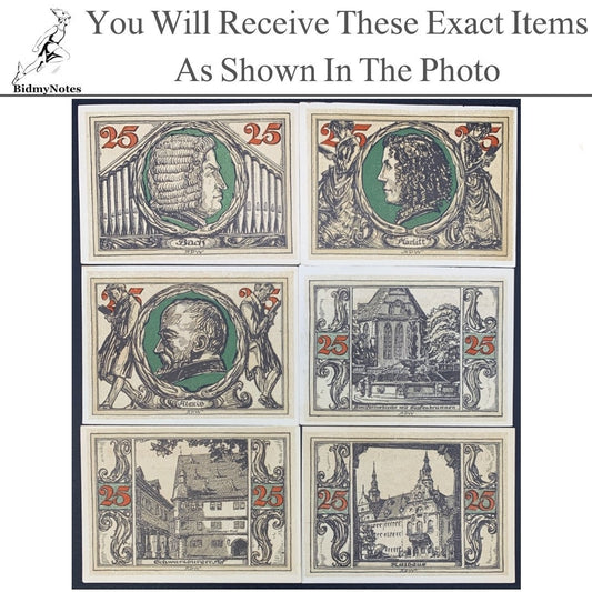 Germany Notgeld ARNSTADT 25 Pfennig 1921 Set 6 pcs