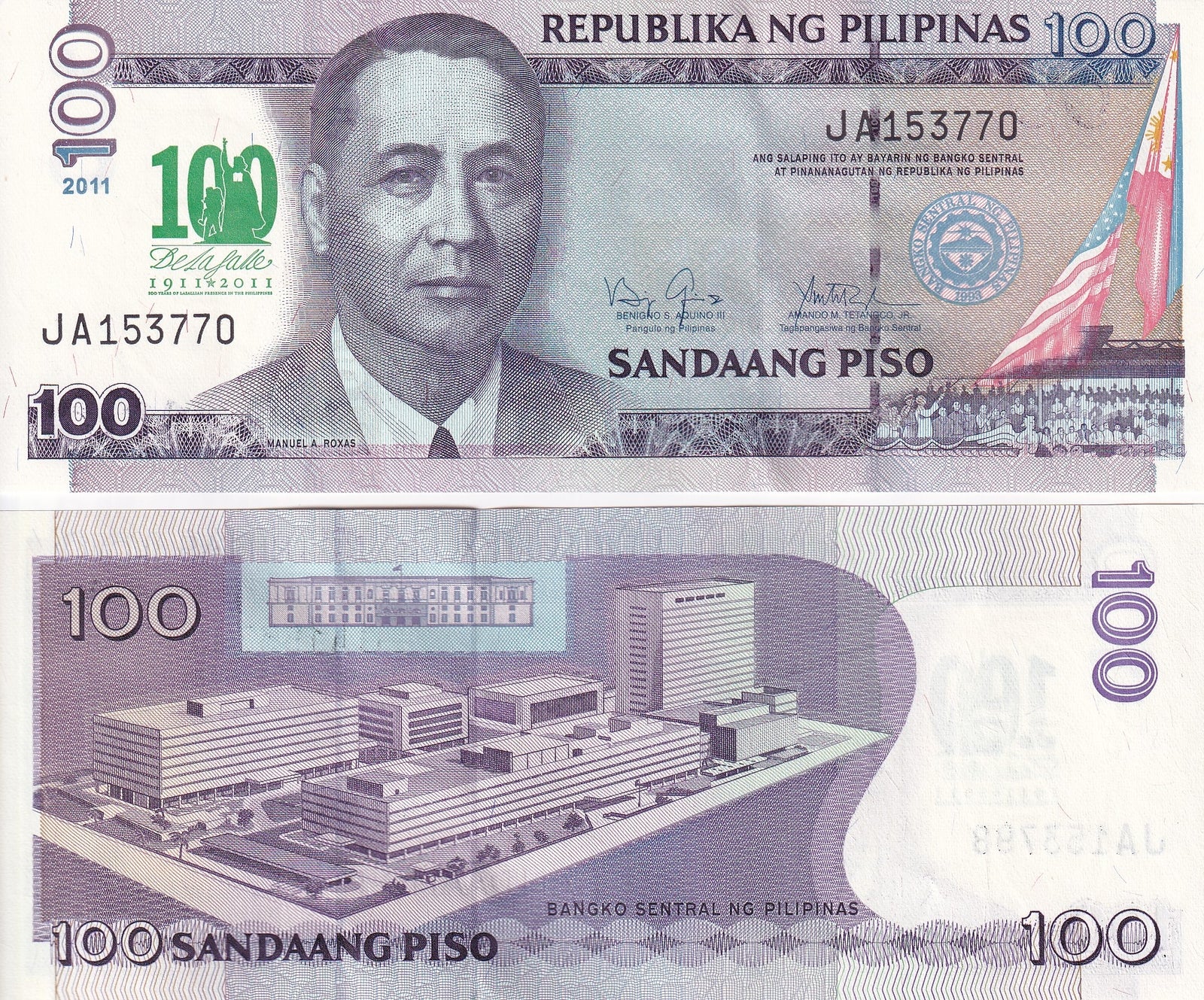 Philippines 100 Piso 2011 P 212 UNC Commemorative 100 years CLP