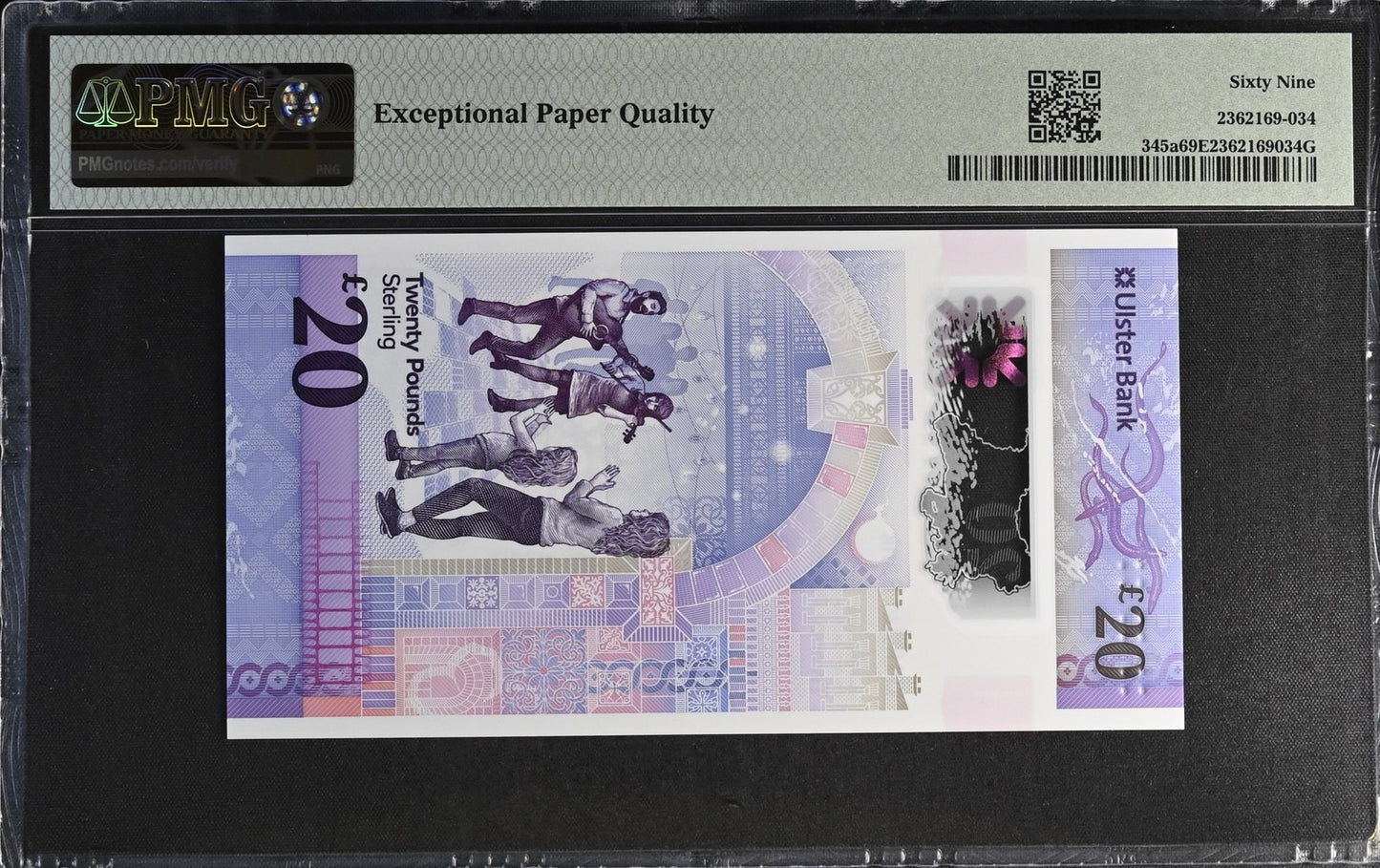 Ireland Northern 20 Pounds 2019 P 345a Polymer UNC PMG 69 EPQ 2nd TOP POP