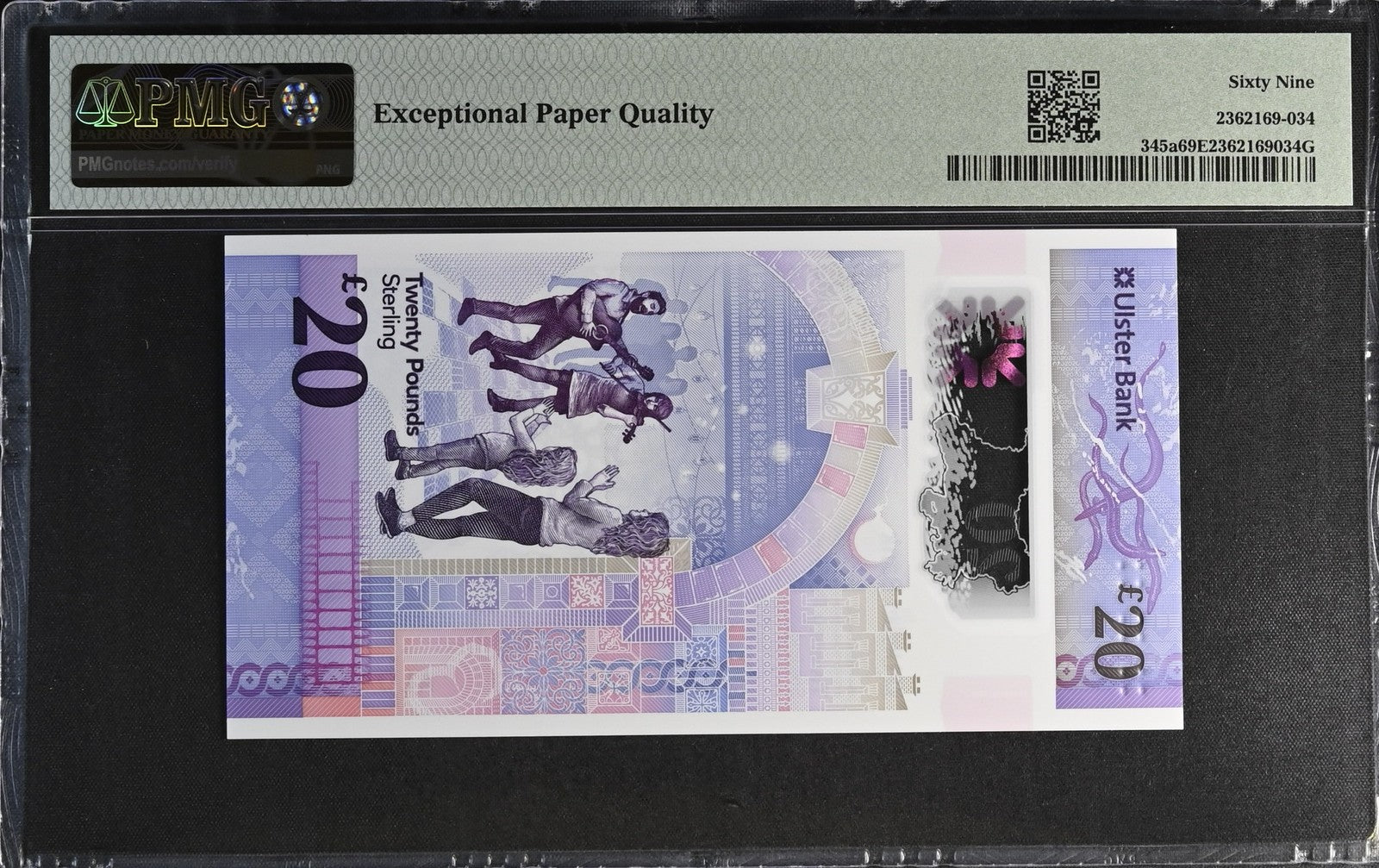 Ireland Northern 20 Pounds 2019 P 345a Polymer UNC PMG 69 EPQ 2nd TOP POP