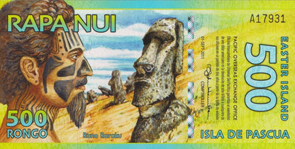 Easter Island 500 Rongo 2011 Polymer Test note UNC