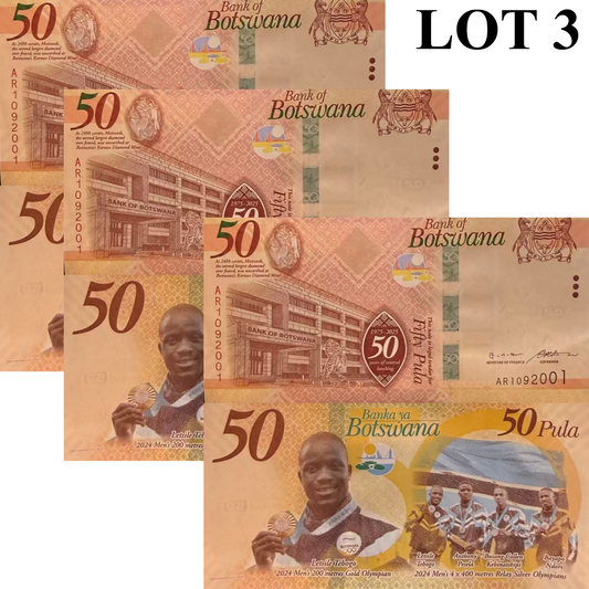 Botswana 50 Pula 2025/2026 P New Design UNC Commemorative Lot 3 pcs