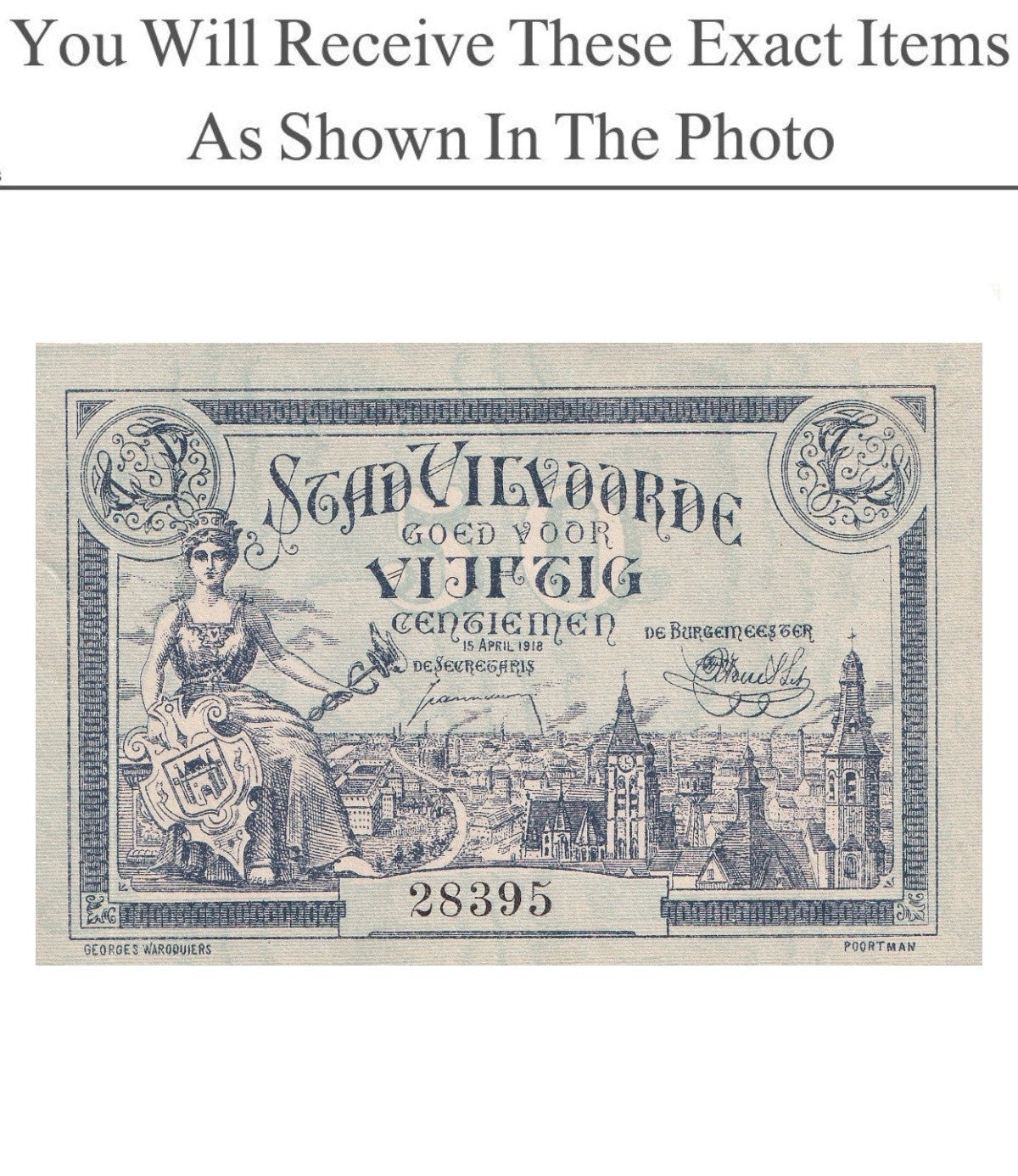 Belgium Notgeld VILVOORDE 50 Centiemen 1918