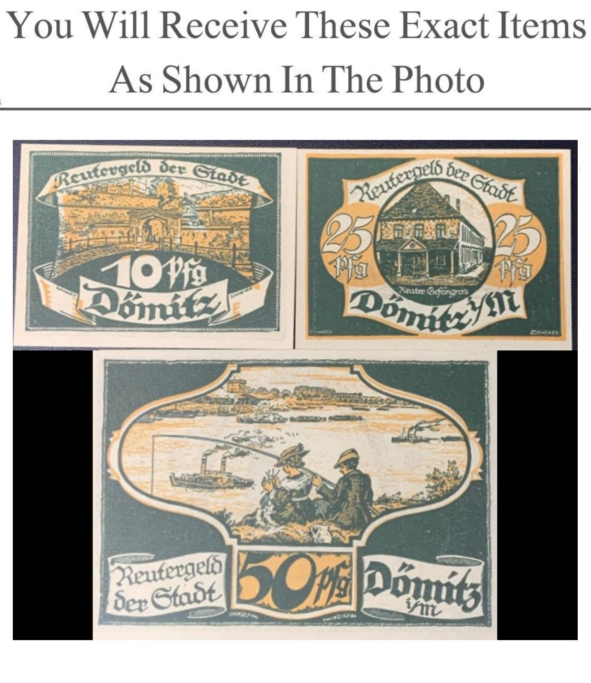 Germany Notgeld DOMITZ 10 25 50 Pfennig 1922 Full Set 3 pcs