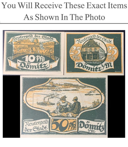 Germany Notgeld DOMITZ 10 25 50 Pfennig 1922 Full Set 3 pcs