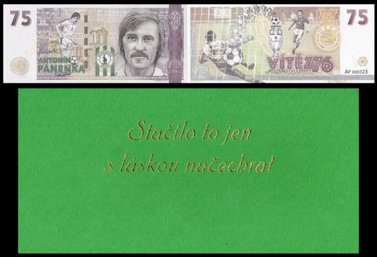 Czech Republic 75 Unit 1976 COMM. Antonin Panenka UNC LOW S/N 000XXX With Folder