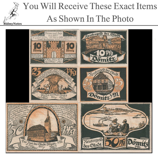 Germany Notgeld DOMITZ 10 25 50 Pfennig 1922 Set 3 pcs