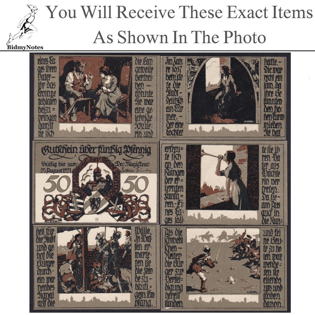 Germany Notgeld DELTZSCH 50 Pfennig 1921 Set 6 pcs