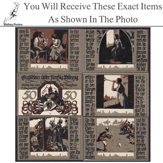 Germany Notgeld DELTZSCH 50 Pfennig 1921 Set 6 pcs