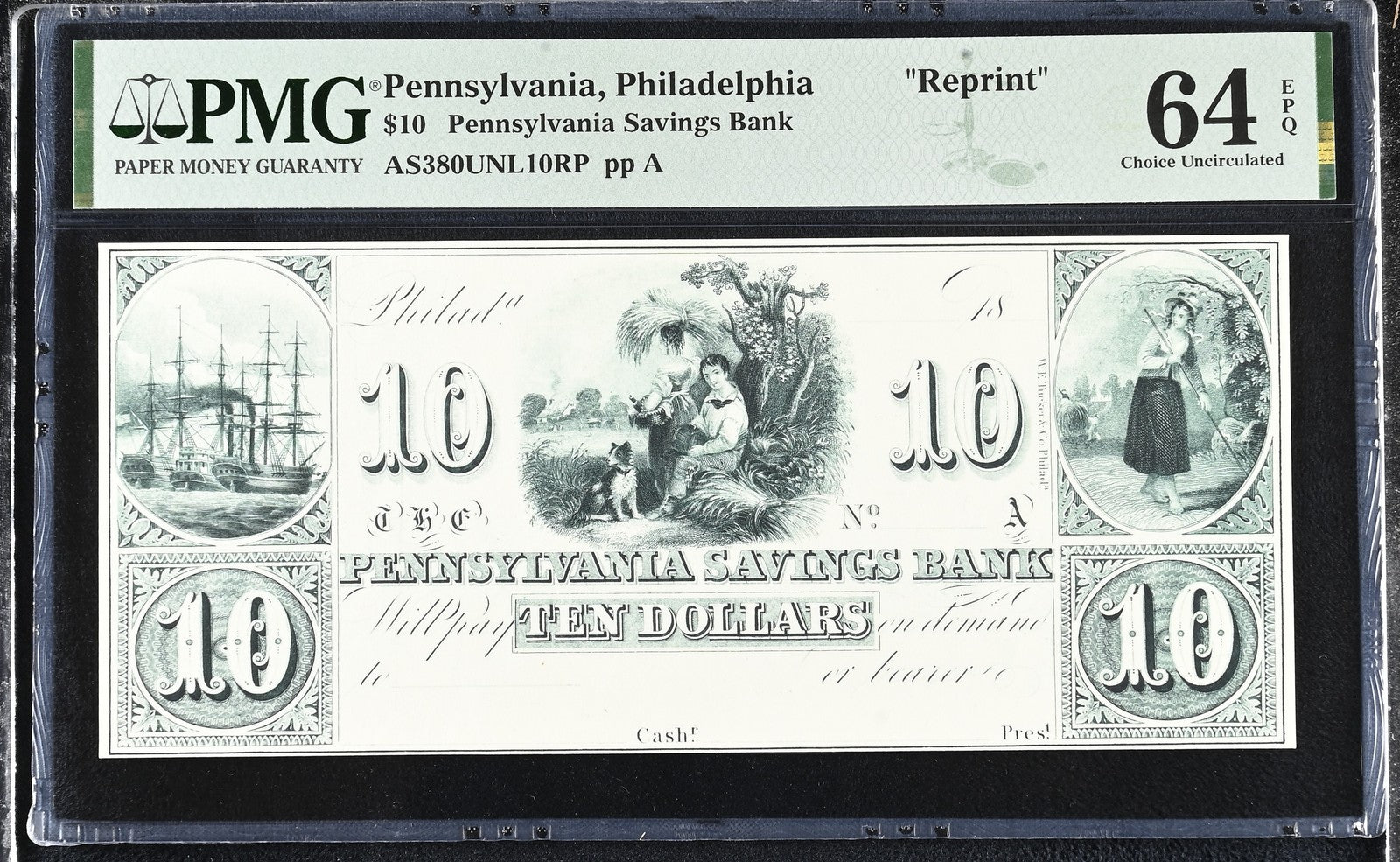 Pennsylvania Philadelphia Reprint 5-20 Obsolet BankNote UNC PMG 63-66 EPQ Set 3