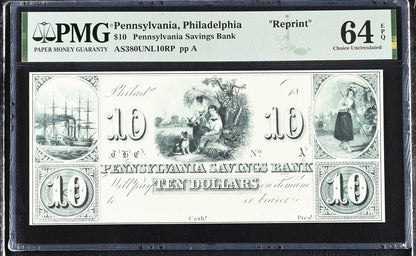 Pennsylvania Philadelphia Reprint 5-20 Obsolet BankNote UNC PMG 63-66 EPQ Set 3