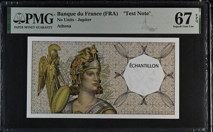 Banque du France (FRA) Test Note No Units Jupiter UNC PMG 67 EPQ